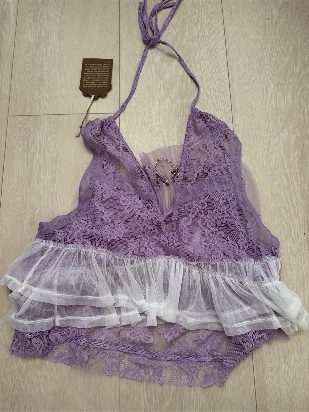 Anthropologie Lavender and White Lace Tiered Camisole - Picture 5 of 8